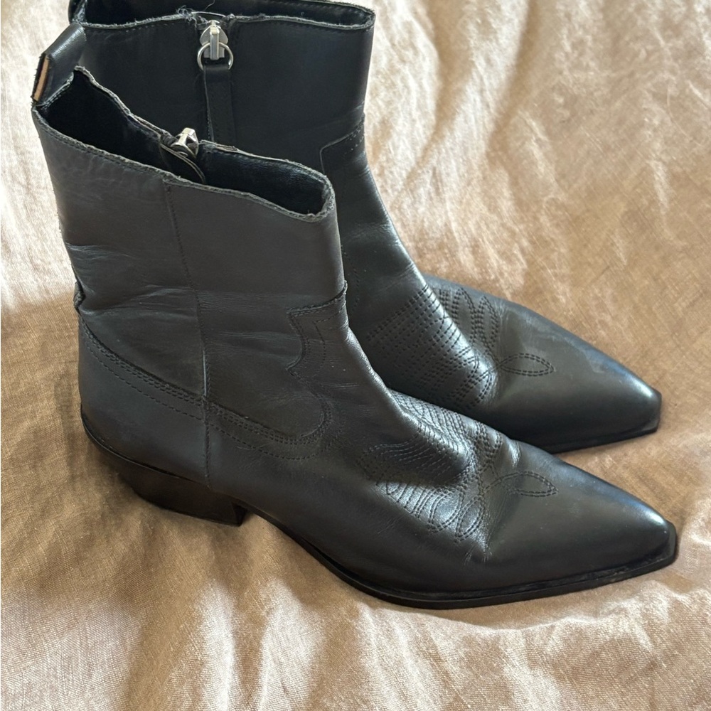 Black Leather Ankle Boots